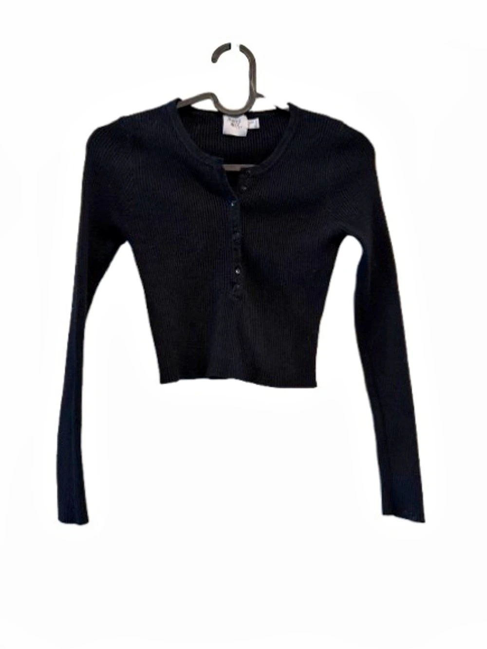 Princess Polly Ribbed Cropped Cardigan Black Size 4 Like New
